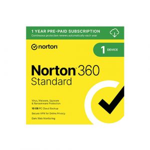 Norton 360 Standard 2024, Antivirus software for 1 Device with Auto Renewal – Includes VPN